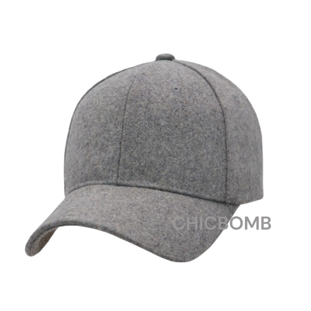 PREMIUM WOOL BASEBALL CAP - HEATHER GREY